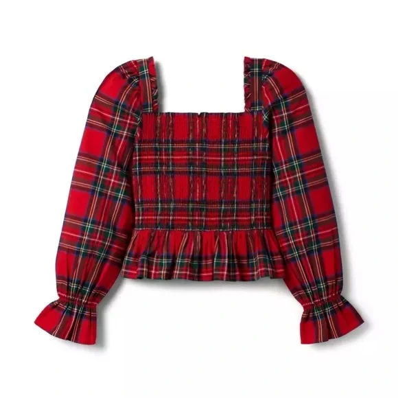 JANIE AND JACK PLAID SMOCKED PEPLUM